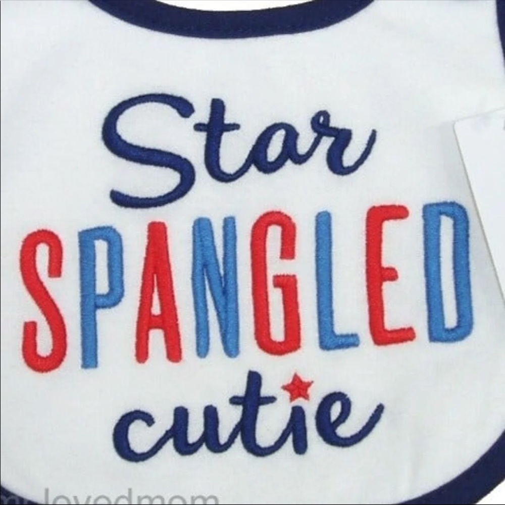 Star Cutie Baby Bib Girls 4th July Patriotic Holiday Memorial Day Labor - Picture 2 of 3